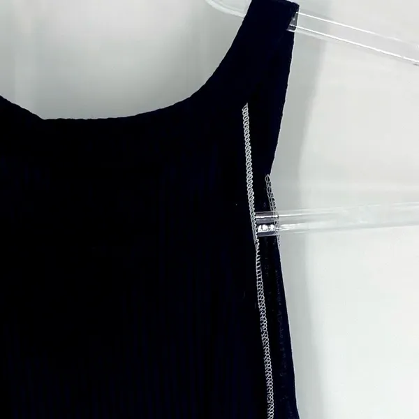 Tres Bien Ribbed Cropped Halter Tank Black‎ M - Image 4