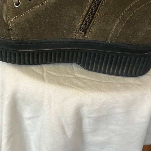 Franco Sarto Khaki Lace-Up Combat Boots Green Suede 8.5M US EU 38 - Image 12