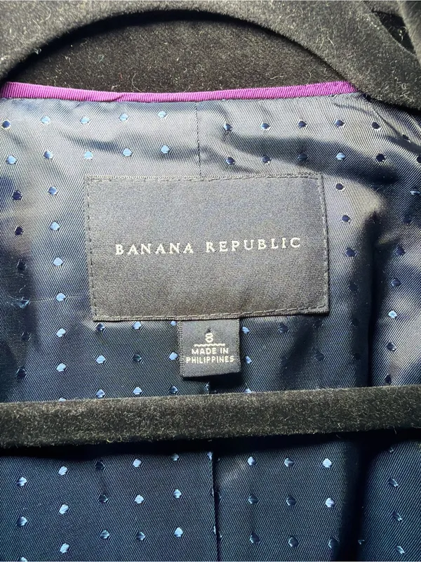 Banana Republic Black Velvet Three-Button Blazer - Image 2