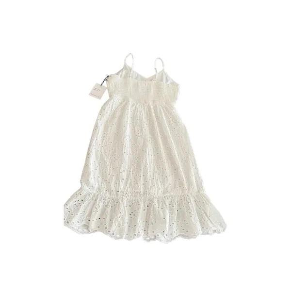 Japna White Cotton Eyelet Smocked Maxi Sundress - Boho Cottagecore size S - Image 10