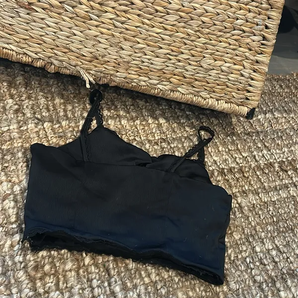 Lottie Moss Black Satin Lace Trim Tank Size XS - Image 7