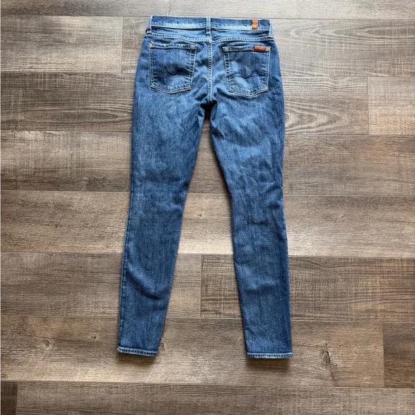 7 For All Mankind Dark Blue Skinny Jeans - Image 5