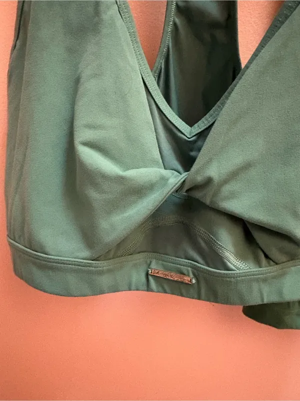 Gymshark x Whitney Simmons Sage Green Twist Front Sports Bra & Biker Shorts Set - Image 7