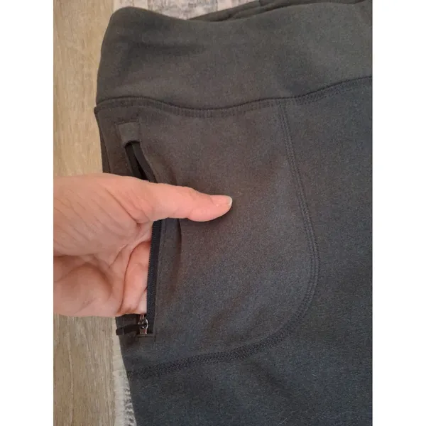 Soybu Charcoal Gray Fleece Lined Athleisure Leggings Zipper Pockets Soft Size M - Image 12
