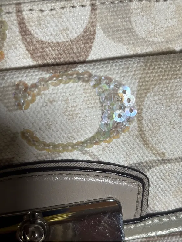 Coach Kristin Swing Bag Crossbody Sequin Signature white Brown - Image 12