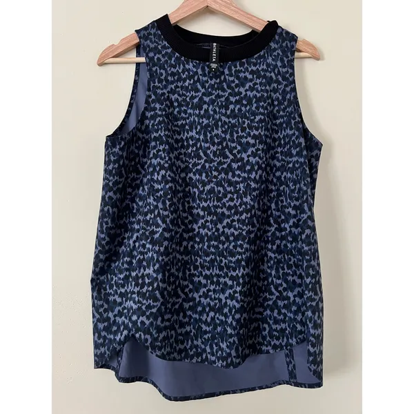 Athleta Zephyr Tank Small Women's Blouse Top Blue Black Leopard Top‎ - Image 4