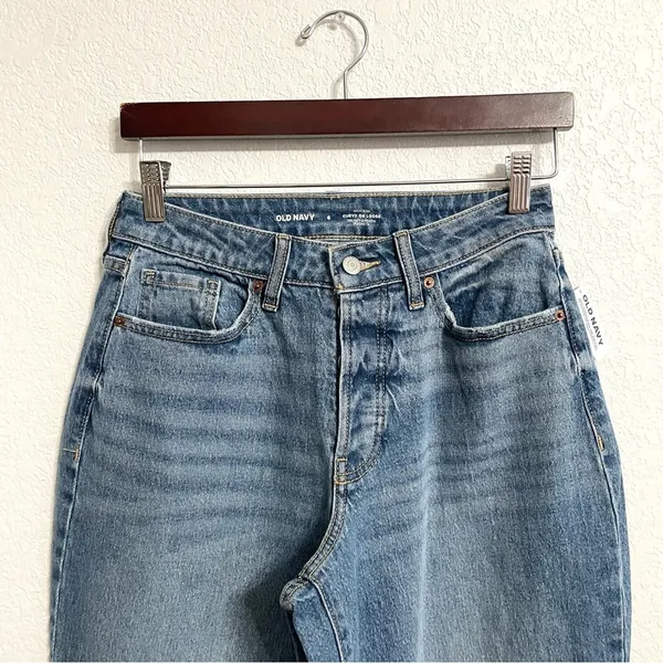 Old Navy Womens Jeans Denim Blue High Rise Curvy OG Loose Slit Ankle Size 6 - Image 3