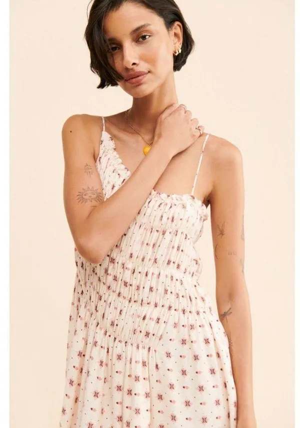NEW Sz XS print Free People Tiered Pull-On Clementina Mini Dress in Ivory Combo - Image 3