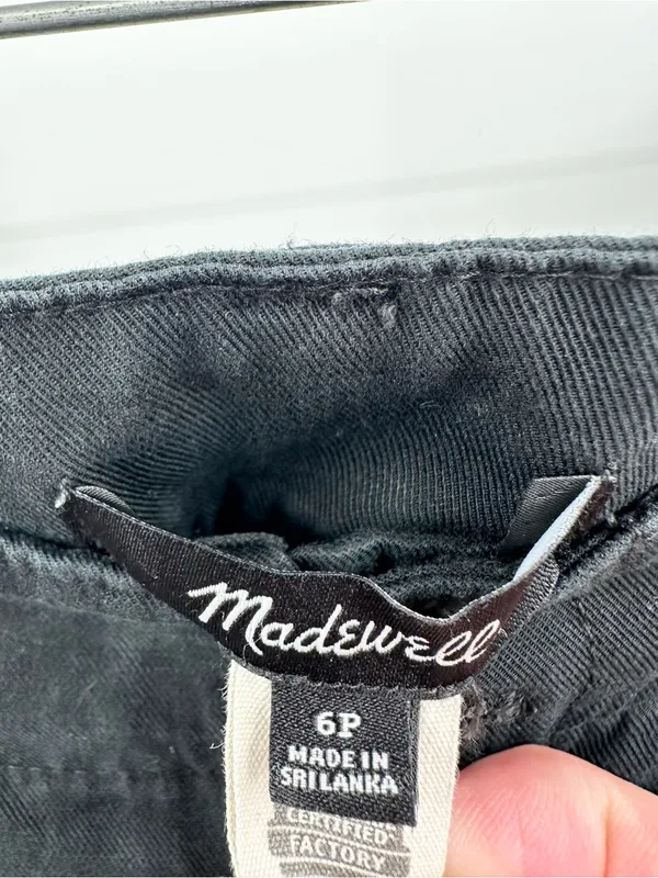 Madewell Women's Black Linen Blend Wide Leg Pleated Trouser Pants Size 6P - Image 3