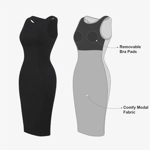 NWT Popilush No Shaper Modal Sleeveless Unlined Black Ribbed Mini Tank Dress XL - Image 2