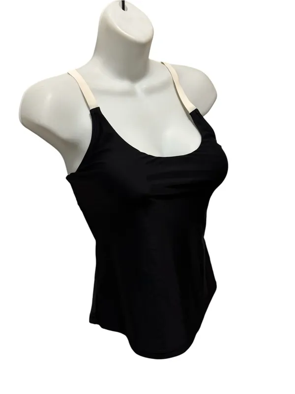 SUMMERSALT Black Tankini Top Sz S/4 Strappy Cream Back Padded Cups Stretch - Image 2