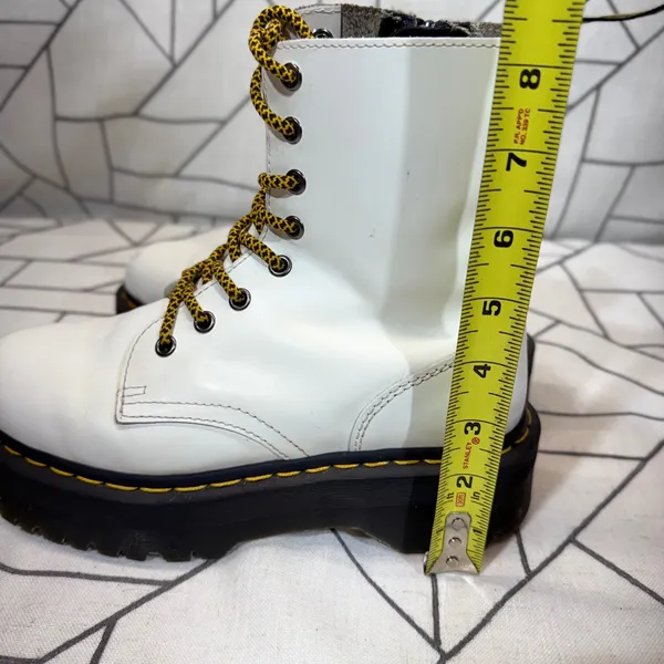 Dr. Martens Jadon Platform Boots Size 8 White Leather Side Zip Lug Sole‎ AW004 - Image 12