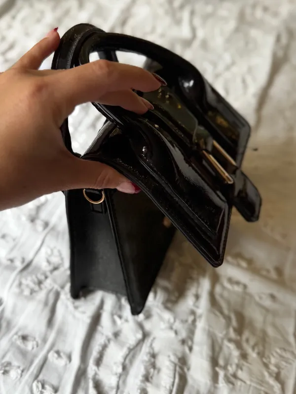 Black Patent Top-Handle Women’s Bag - Image 4