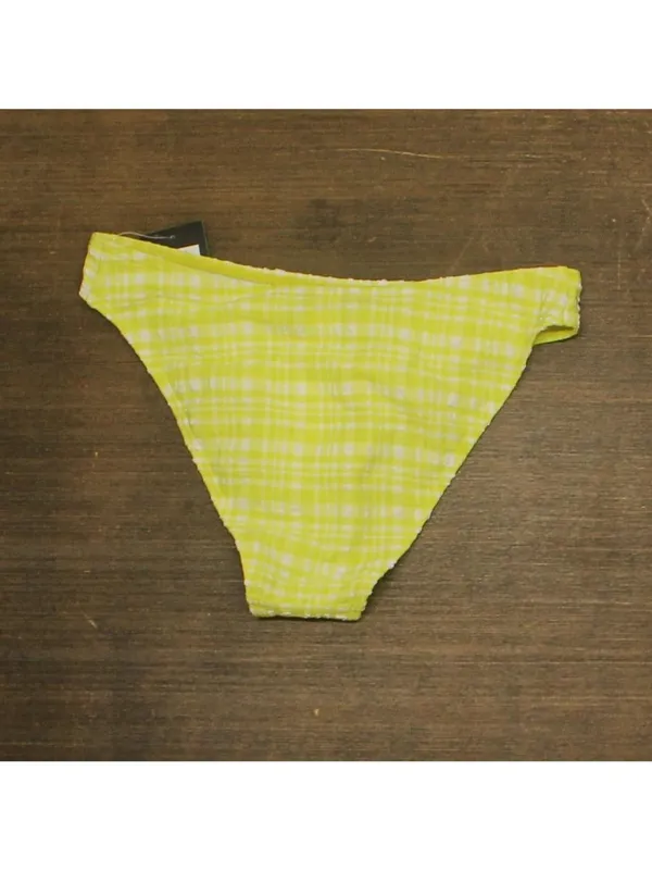 NWT Kate Spade Plaid High Cut Bikini Bottom S9D533 Nappa Cabbage Green Muti XS - Image 4