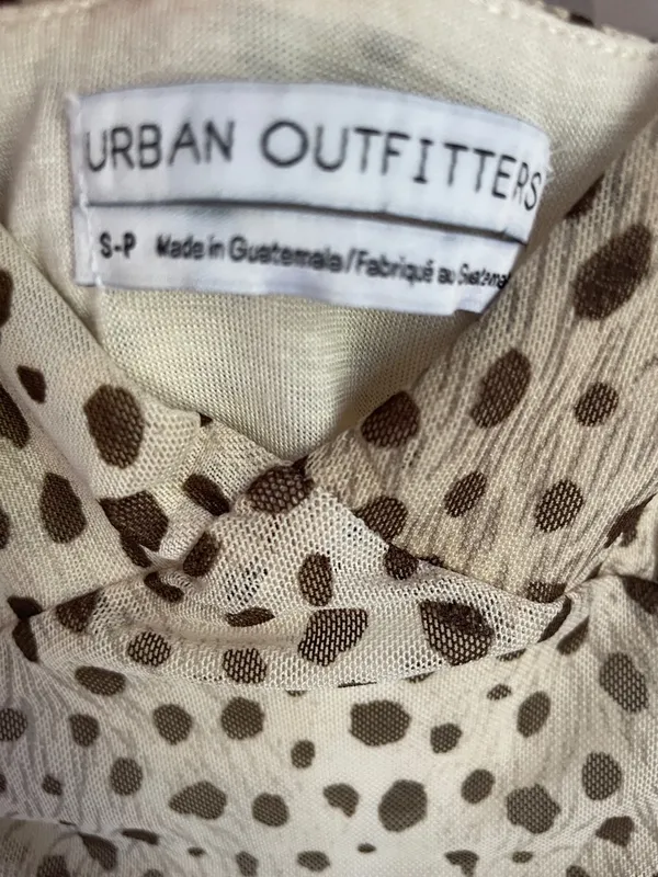 Urban Outfitters Beige Polka Dot/Animal Print Ruched Mini Dress - Image 2