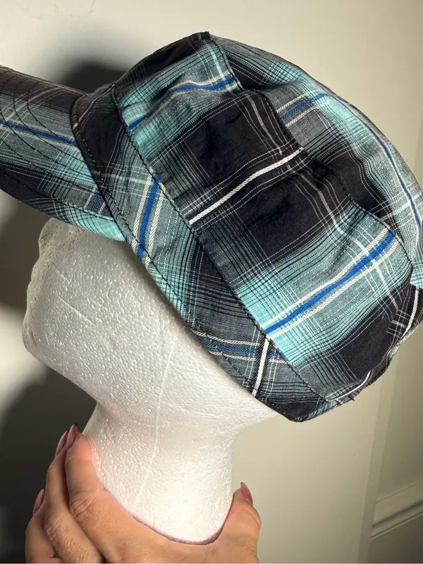 Rainbow Headwear Y2K Plaid Casual Military Cadet Cap - Blue/Black OS - Image 5