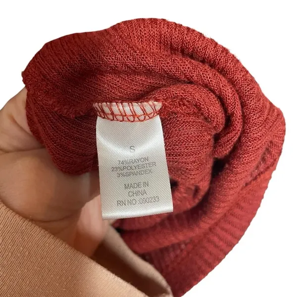 PacSun S Red Ribbed Fitted Crop Top Short Sleeve Baby Tee Rayon Stretch - Image 8