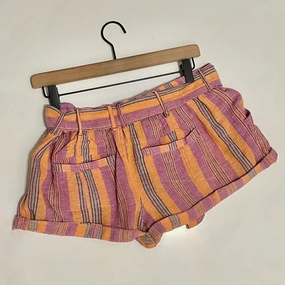 FREE PEOPLE Barbados Bloom Belted‎ Cuffed Shorts Tropical Stripes Vacation 6 - Image 8