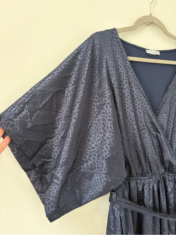 Baltic Born Savannah Print Navy Blue Kimono Animal Print Embossed Maxi Dress XXL - Image 2