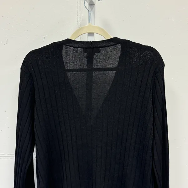 H&M Ribbed Knit V-Neck Button Front Cardigan‎ Sweater Small Black Casual - Image 5