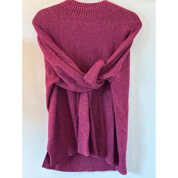 LOFT‎ Outlet Womens Magenta Pink Marl Mock Neck Pullover Sweater Large 794372 - Image 2
