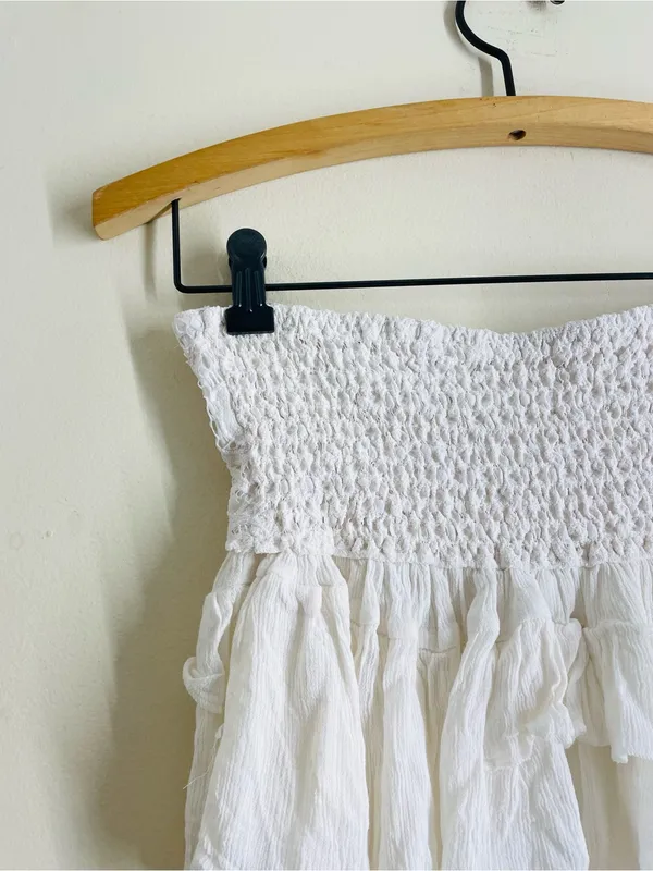 Free People Adella Corset Cami Tube Top White Lace Ruffle Boho Festival size M - Image 9