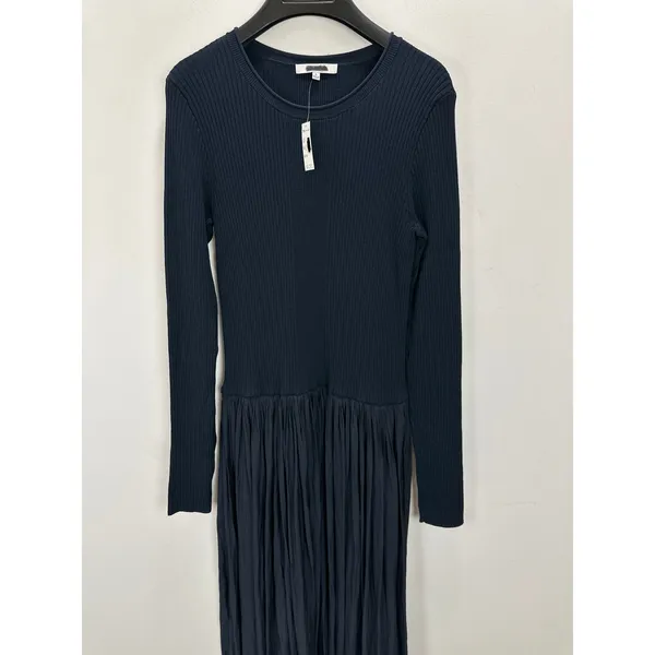 Madewell Ribbed Scoopneck Midi Dress A Line Classic Navy Blue Minimalist L NWT - Image 8