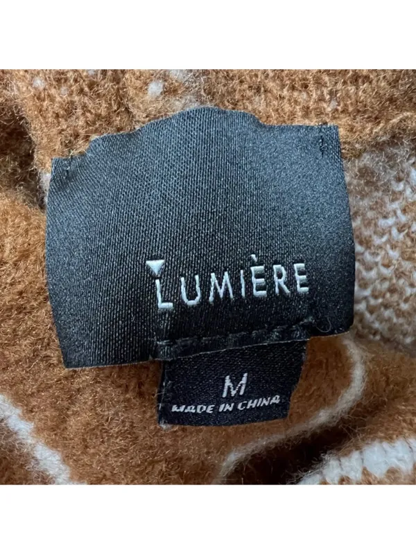 Lumière Windowpane Cowl Neck Sweater Brown Size Medium - Image 8