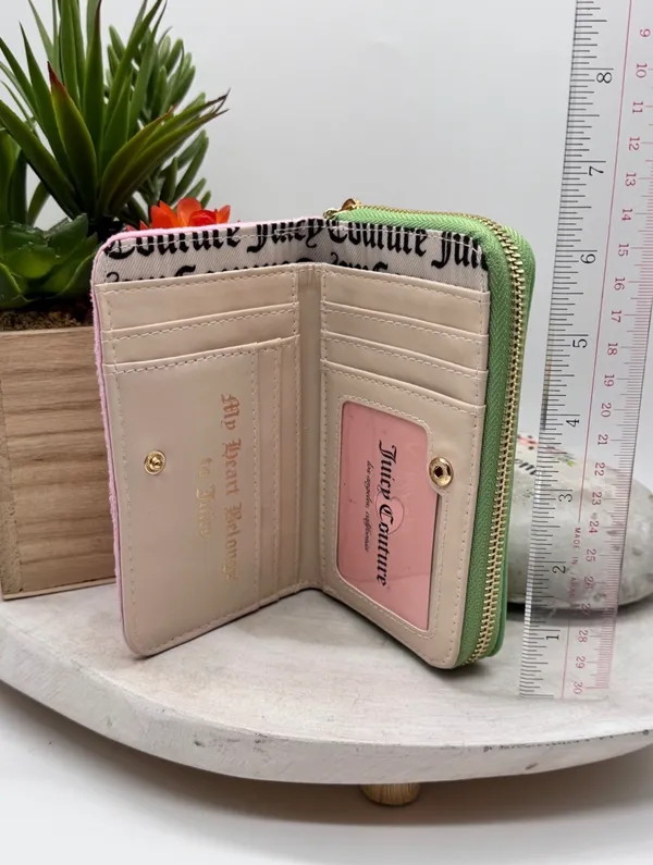 Juicy Couture Juicy In Bloom Cherry Blossom Zip Around Bifold Wallet Velour NWOT - Image 6