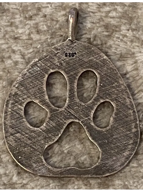Vintage Sterling Silver .925 Hand Made Bear Paw Print Pendant - Image 2