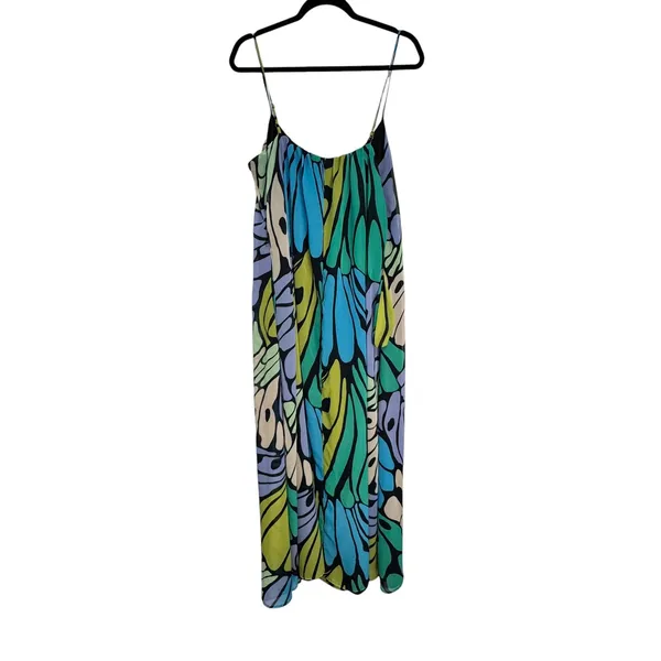 Sam Edelman Butterfly Wing Print Maxi‎ Dress Blue Green XL Boho Festival - Image 5