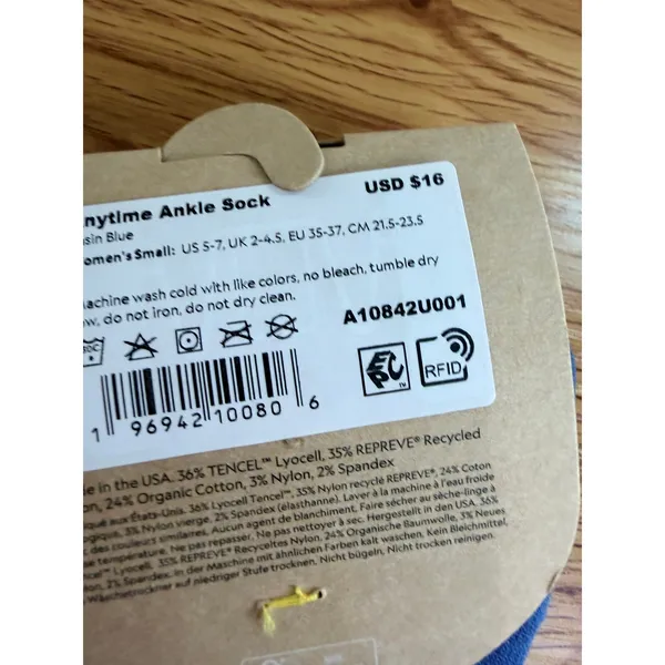 NWT Allbirds Anytime Ankle Sock 2 Pack Basin Blue Sustainable Knit Small US 5-7 - Image 3