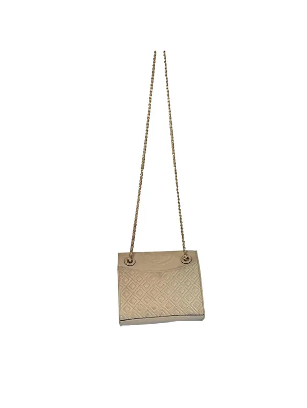 Tory Burch Quilted Leather Chain Shoulder Bag Ivory Cream Crossbody Purse Gold - Image 3