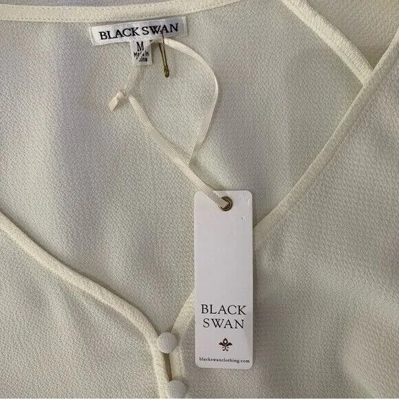 Black Swan Ivory Blouse Medium Long Sleeve NWT Romantic Cottagecore - Image 6