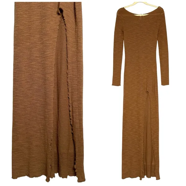 Urban Outfitters Out From Under Gauze Sheer Maxi Dress S Slit Long Sleeve Raw Hem Fairy Grunge - Image 2