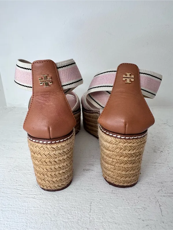 Tory Burch Pink Espadrille Wedge Sandals - Image 4