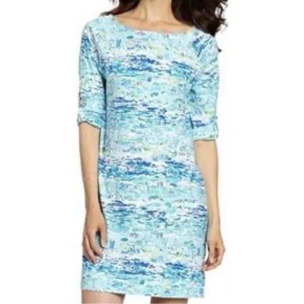 Lilly Pulitzer high tide boatneck 3/4 sleeve dress beach umbrella print - Image 12