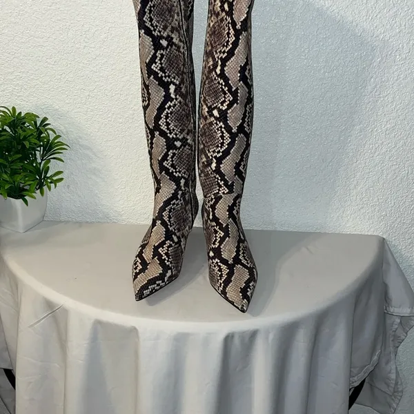 Gianni Bini Gray and Cream Over the Knee Boots - Image 2