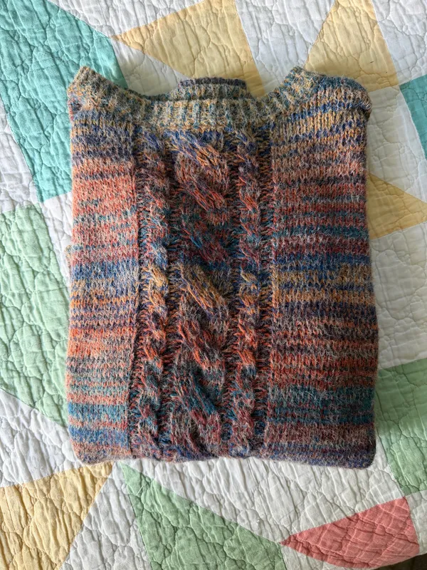 Charlie B Rainbow Cable Knit Crewneck Sweater - Image 3