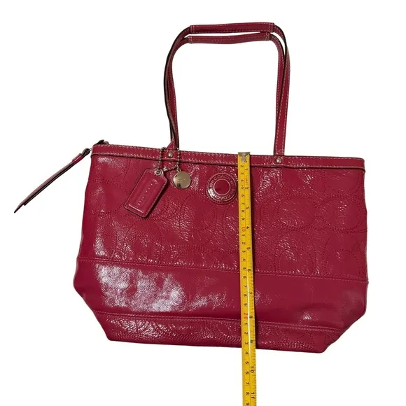 Coach Legacy Stitched Signature C Tote Bag Berry Pink Patent Leather‎ Preppy Y2K - Image 8