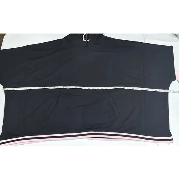 Hanes Women’s Pajama Set Black Oversized Short Sleeve Hoodie Top & Pants Size S - Image 7