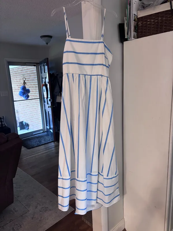 Blue and white striped maxi dress - Image 2