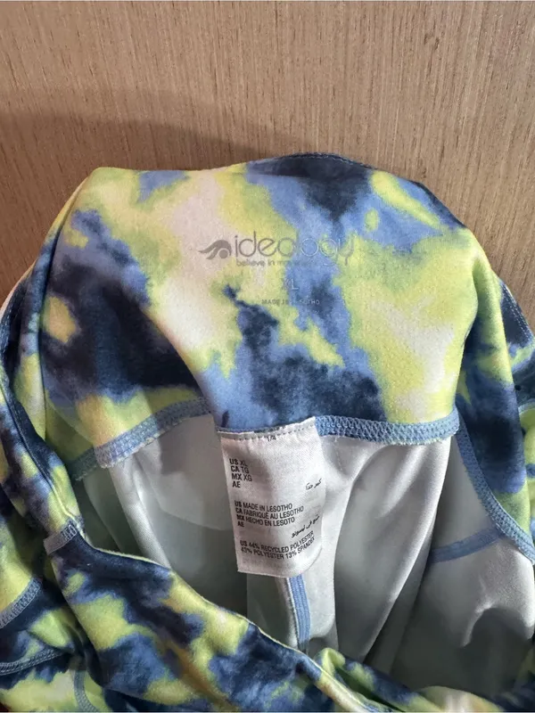 Ideology Yellow and Navy Tie-Dye Active Leggings Size XL - Image 4