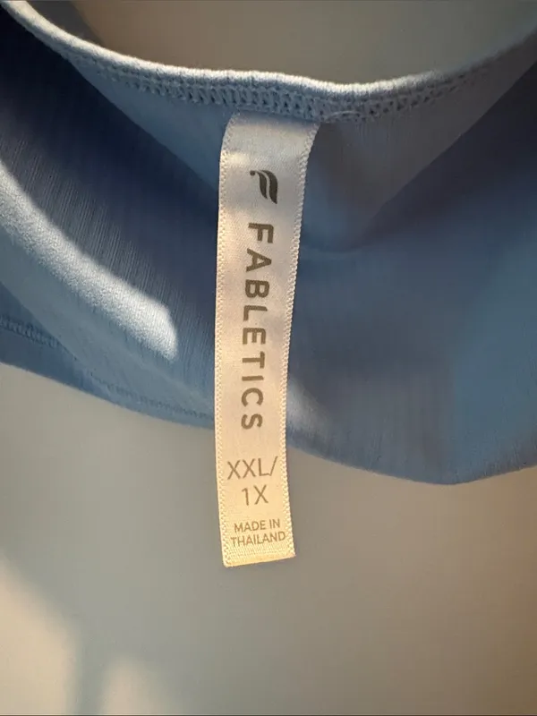 Fabletics Light Blue Ribbed Scoop-Neck Long Sleeve Top - Image 3
