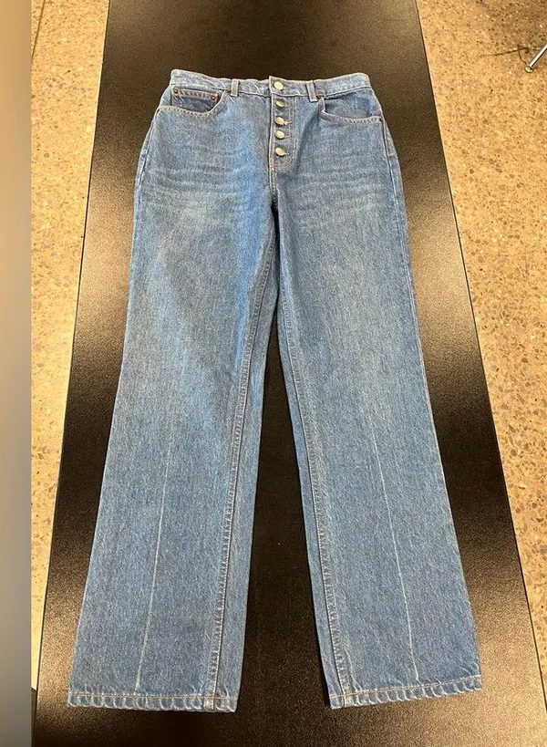 Reformation Cynthia Button Fly High Rise Straight Jeans Sz 26 - Image 3