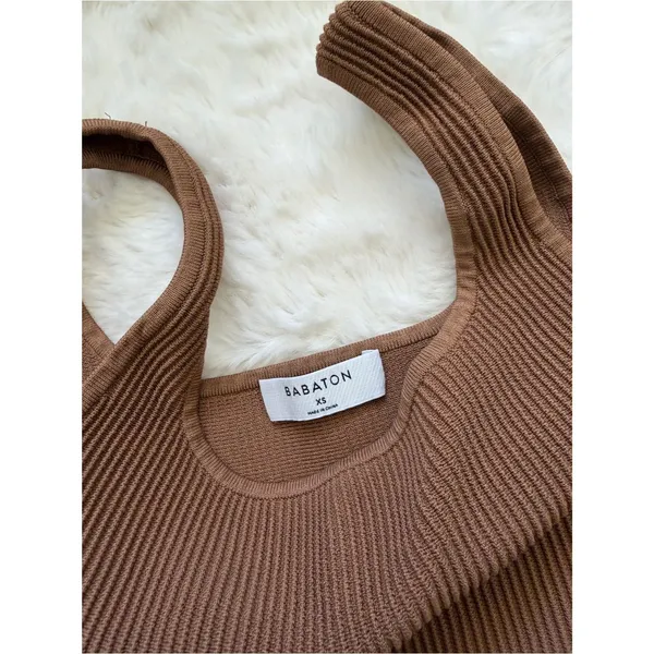 Babaton Camel Brown Ribbed Crop Tank - Image 4