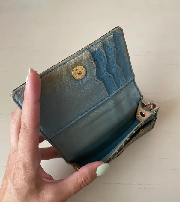 Vintage Y2K Dooney and Bourke black leather rainbow monogrammed wristlet - Image 13