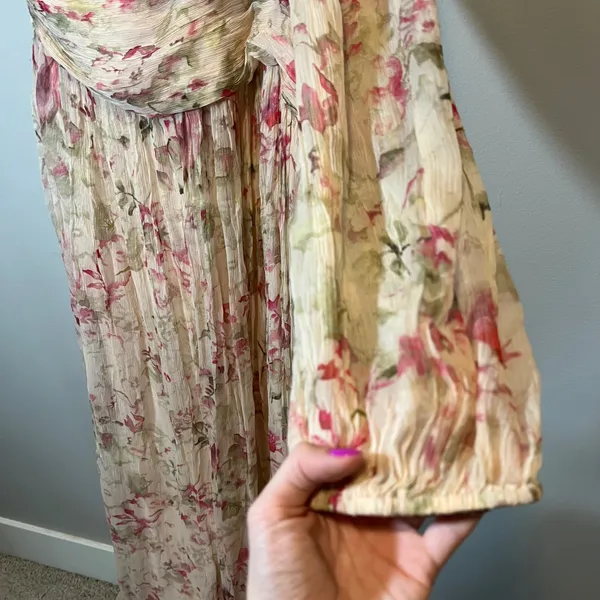 Anthropologie BHLDN Iris Floral One Shoulder Cutout Maxi Dress Cream Pink XL NWT - Image 6
