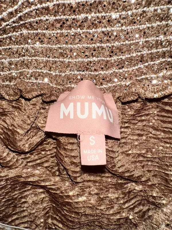 Show Me Your Mumu Best Bow Gold Dress Sleeveless Babydoll Mini Dress SMALL - Image 7