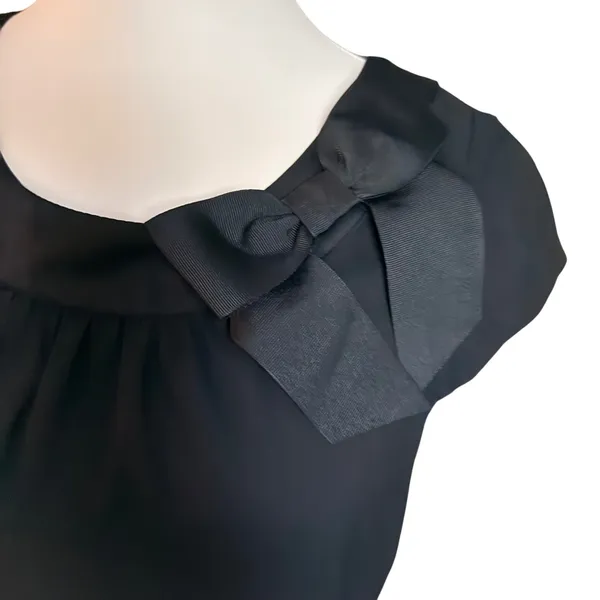 H&M Women Black Bow Accent Sleeveless Shift‎ Dress Size 6 LBD Cocktail Formal - Image 6